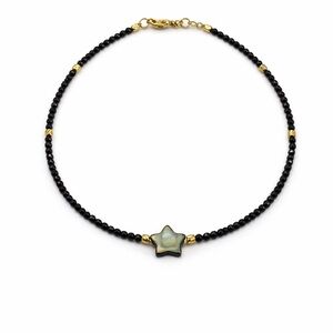 Single Star Black Mother of Pearl and Black Spinel Bracelet